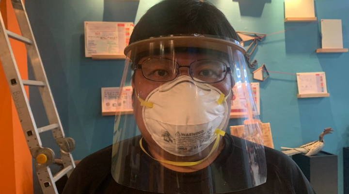 guy with face shield